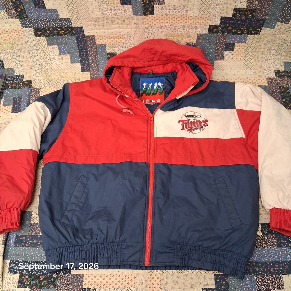 90s Vintage Fans Pick Minnesota Twins Hooded Puffer Jacket Mens XL Colorblock